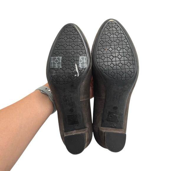 L.K. Bennett Sersha Brown Suede Leather Round Toe Block Heel Pumps Slip On - Picture 9 of 10